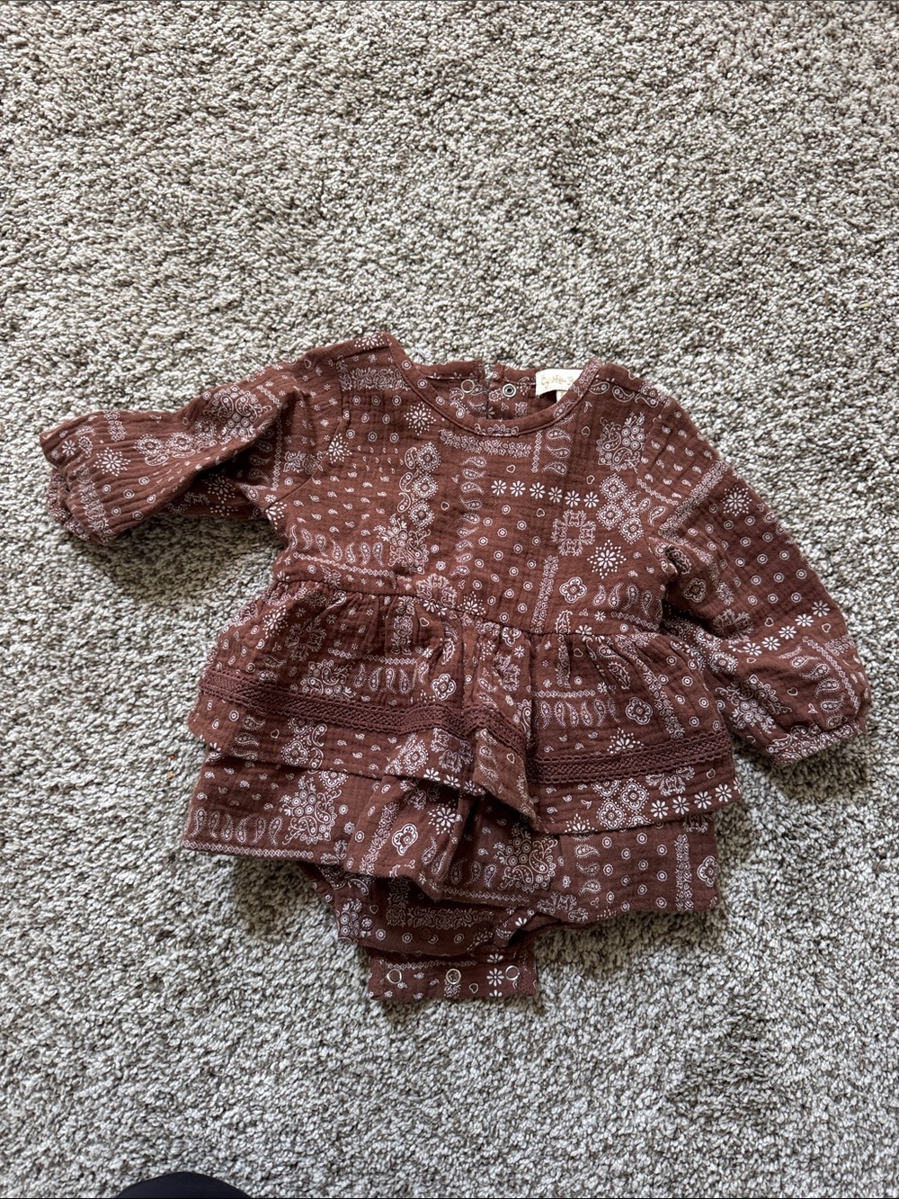 Cynthia Rowley Brown Paisley Print Baby One-Piece